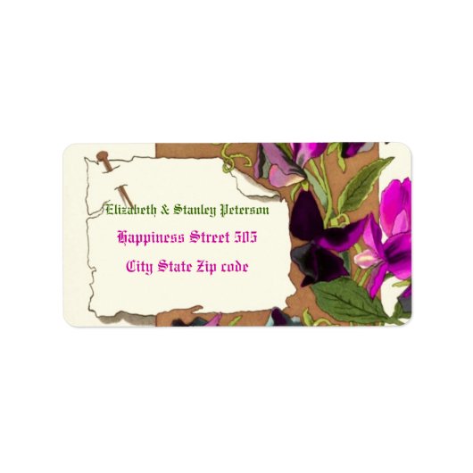 ヴィンテージホットピンクスイートピー結婚フラワーラベル ラベル (正面)