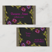 ヴィンテージホットピンク花ブラックピンクの名刺 名刺 (正面/裏面)