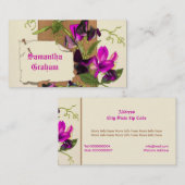 ヴィンテージホットピンク、紫色のスイートピーの花カスタム咲き 名刺 (正面/裏面)