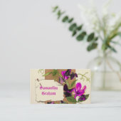 ヴィンテージホットピンク、紫色のスイートピーの花カスタム咲き 名刺 (スタンド正面)