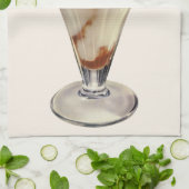 ヴィンテージホットファッジアイスクリームサンデデザート キッチンタオル (折り畳み)