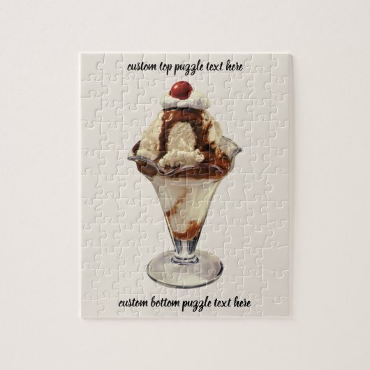ヴィンテージホットファッジアイスクリームサンデデザート ジグソーパズル (縦)
