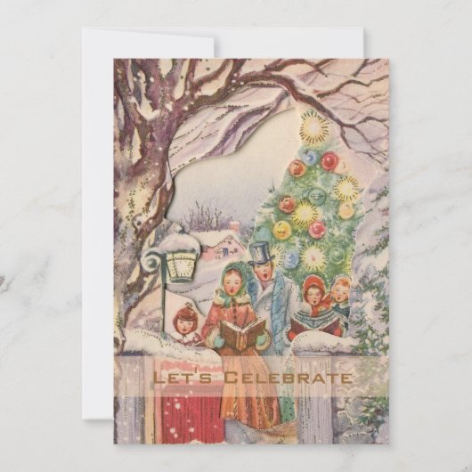 ヴィンテージホビクトリアンリデークリスマスパーティー 招待状 (正面)