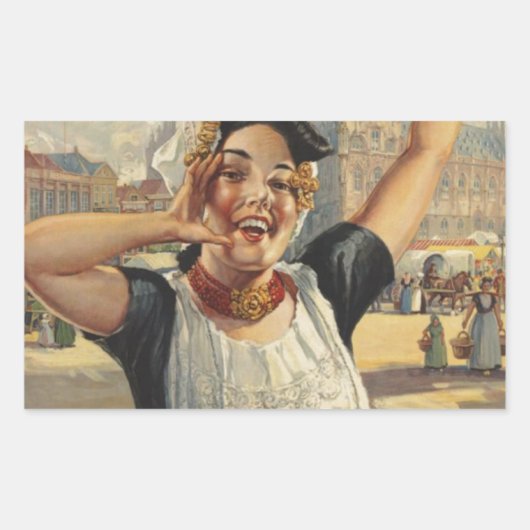 ヴィンテージホランドエアトラベル 長方形シール (正面)