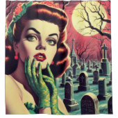 ヴィンテージホラーがピン留め シャワーカーテン (正面)