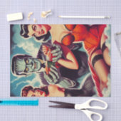 ヴィンテージホラーのピンアップ 薄葉紙 (クラフト)