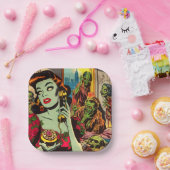 ヴィンテージホラーゾンビ漫画 ペーパープレート (パーティー)