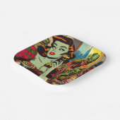 ヴィンテージホラーゾンビ漫画 ペーパープレート (傾斜あり)