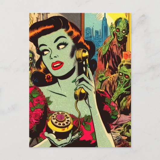 ヴィンテージホラーゾンビ漫画 ポストカード (正面)