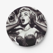 ヴィンテージホラーピンアップ ペーパープレート (正面)