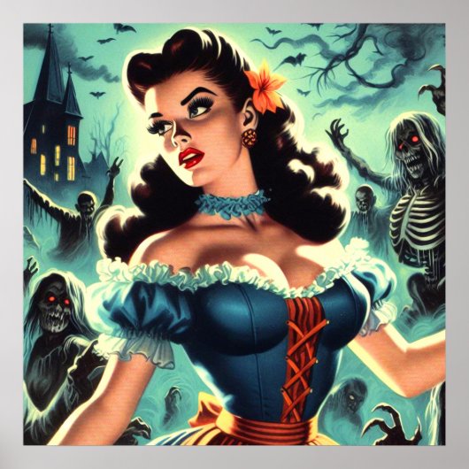 ヴィンテージホラーピンアップ ポスター (正面)