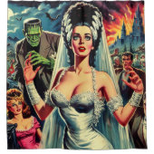 ヴィンテージホラーブライド シャワーカーテン (正面)