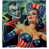 ヴィンテージホラーヴァンパイアガール シャワーカーテン (正面)