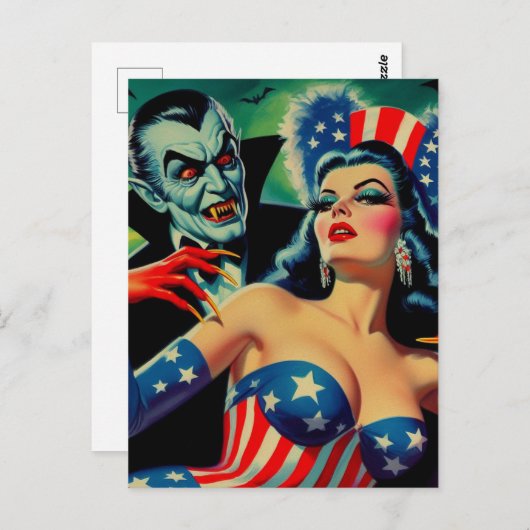 ヴィンテージホラーヴァンパイアガール ポストカード (正面/裏面)