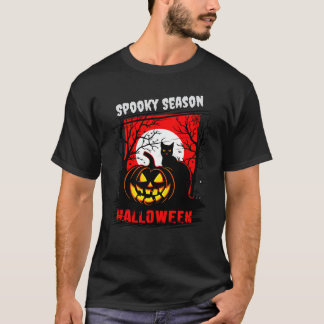 ヴィンテージホラー不気味:カボチャ&キャットハロウィーン Tシャツ