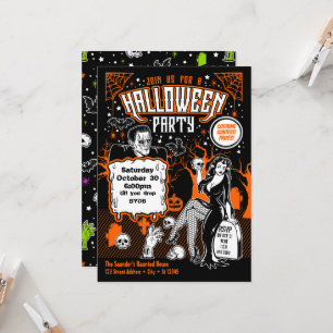 ヴィンテージホラー大人ハロウィンパーティー 招待状