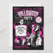 ヴィンテージホラー大人ハロウィーンの衣装パーティー 招待状 (正面)