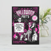 ヴィンテージホラー大人ハロウィーンの衣装パーティー 招待状 (スタンド正面)
