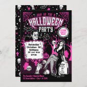 ヴィンテージホラー大人ハロウィーンの衣装パーティー 招待状 (正面/裏面)
