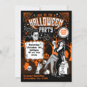 ヴィンテージホラー大人ハロウィーンの衣装パーティー 招待状 (正面)