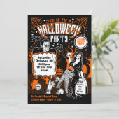 ヴィンテージホラー大人ハロウィーンの衣装パーティー 招待状 (スタンド正面)