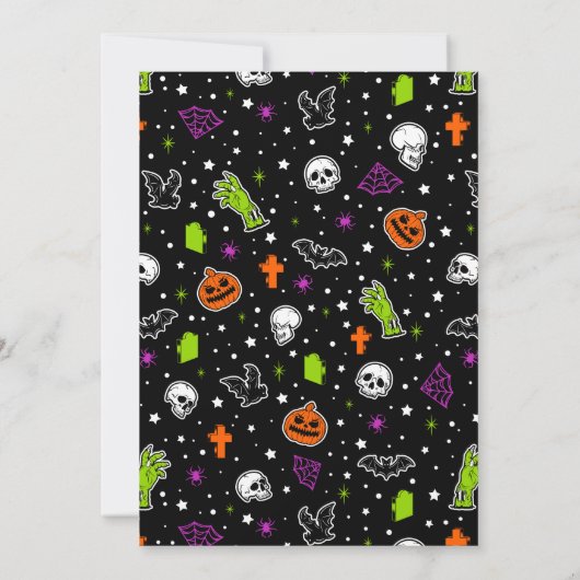 ヴィンテージホラー大人ハロウィーンの衣装パーティー 招待状 (裏面)