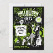 ヴィンテージホラー大人ハロウィーンの衣装パーティー 招待状 (正面)