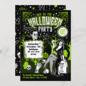 ヴィンテージホラー大人ハロウィーンの衣装パーティー 招待状 (正面/裏面)