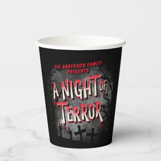 ヴィンテージホラー映画アダルトパーソナライズされたハロウィーン 紙コップ (裏面)