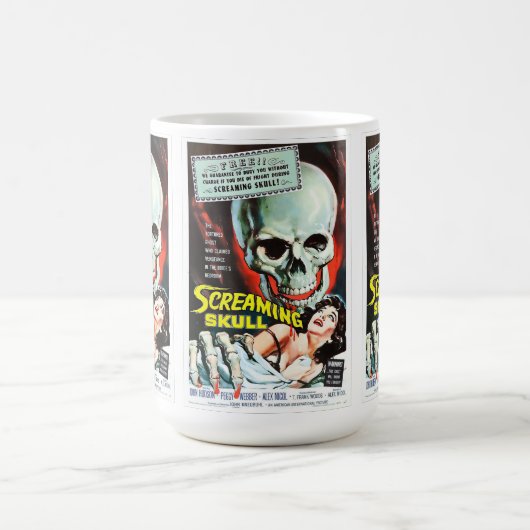 ヴィンテージホラー映画カルトクラシックの悲鳴スカル  コーヒーマグカップ (中央)