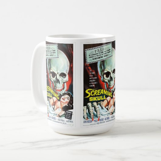 ヴィンテージホラー映画カルトクラシックの悲鳴スカル  コーヒーマグカップ (正面左)