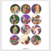 ヴィンテージホラー漫画ブックアートサークルイメージ シール (シート)