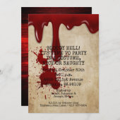 ヴィンテージホラー血アダルトハロウィーン衣装パーティー 招待状 (正面/裏面)