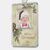 ヴィンテージホリカスタムー初めてのクリスマス シルバープレートフレームオーナメント (左)