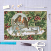 ヴィンテージホリカラフルー、ロビンス、グリーティング 薄葉紙 (クラフト)