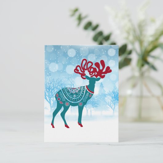 ヴィンテージホリデイウィンタースカンジナビアモース ポストカード (スタンド正面)