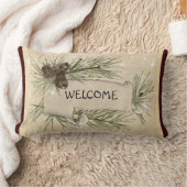 ヴィンテージホリデイウェルカムピローパインコーン ランバークッション (ブランケット)