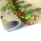 ヴィンテージホリデイグリーンリーキャンドルラッピング紙 ラッピングペーパー (ロールコーナー)