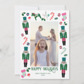 ヴィンテージホリデーくるみ割りクリスマスフォトカード シーズンカード (正面)