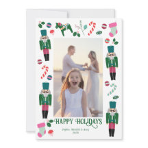 ヴィンテージホリデーくるみ割りクリスマスフォトカード