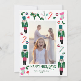 ヴィンテージホリデーくるみ割りクリスマスフォトカード シーズンカード