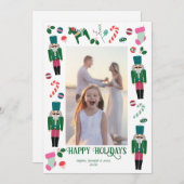 ヴィンテージホリデーくるみ割りクリスマスフォトカード シーズンカード (正面/裏面)