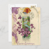 ヴィンテージホリデーイースターグリーティングポストカード シーズンポストカード (正面/裏面)