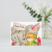 ヴィンテージホリデーイースターバニーの子供の葉書 シーズンポストカード (スタンド正面)