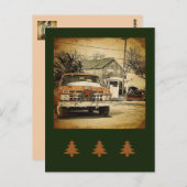 ヴィンテージホリデークリスマスクラシックトラック ポストカード (正面/裏面)