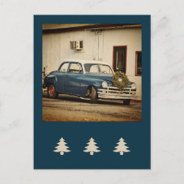 ヴィンテージホリデークリスマスクラシック車 ポストカード