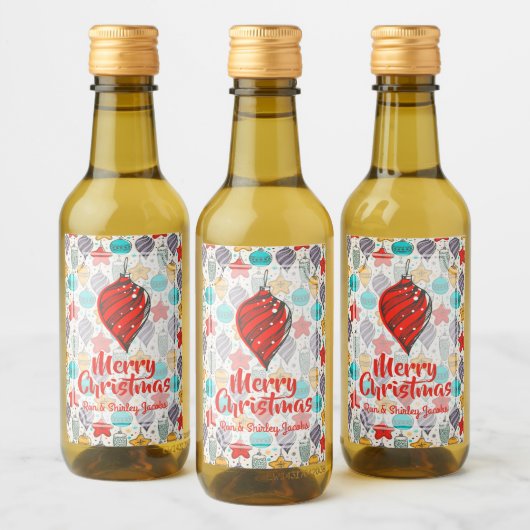 ヴィンテージホリデークリスマスツリーオーナメントミニ ワインラベル (ボトル)