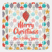 ヴィンテージホリデークリスマスツリーオーナメント スクエアシール (正面)