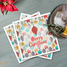 ヴィンテージホリデークリスマスツリーオーナメント スタンダードカクテルナプキン