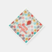 ヴィンテージホリデークリスマスツリーオーナメント スタンダードカクテルナプキン (角)